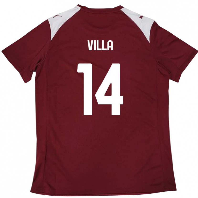 Danxen Enfant Maillot Luca Villa #14 Bordeaux Blanc Tenues Domicile 2025/26 T-Shirt