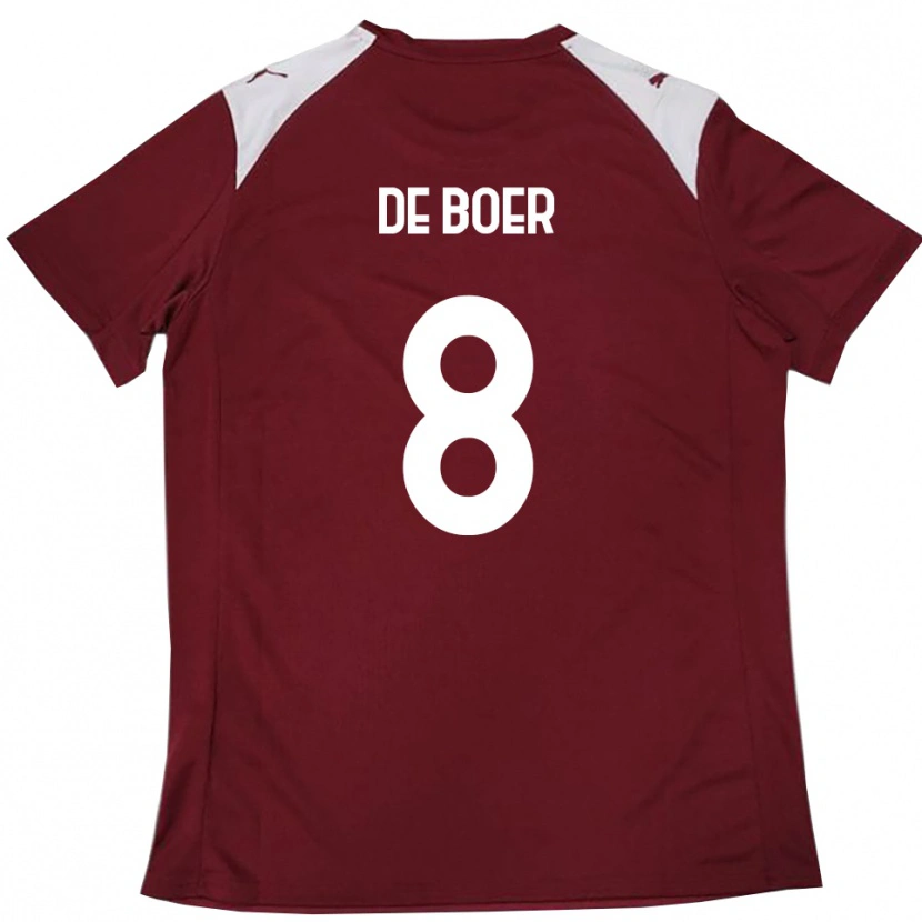 Danxen Enfant Maillot Kees De Boer #8 Bordeaux Blanc Tenues Domicile 2025/26 T-Shirt