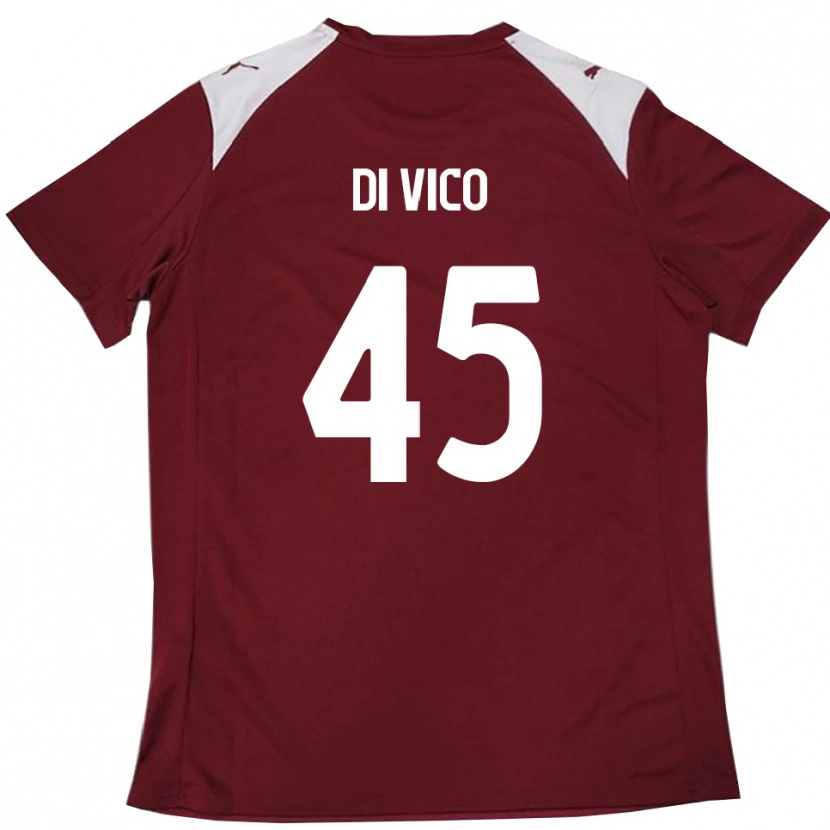 Danxen Enfant Maillot Rocco Di Vico #45 Bordeaux Blanc Tenues Domicile 2025/26 T-Shirt