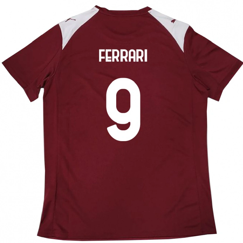Danxen Enfant Maillot Franco Ferrari #9 Bordeaux Blanc Tenues Domicile 2025/26 T-Shirt