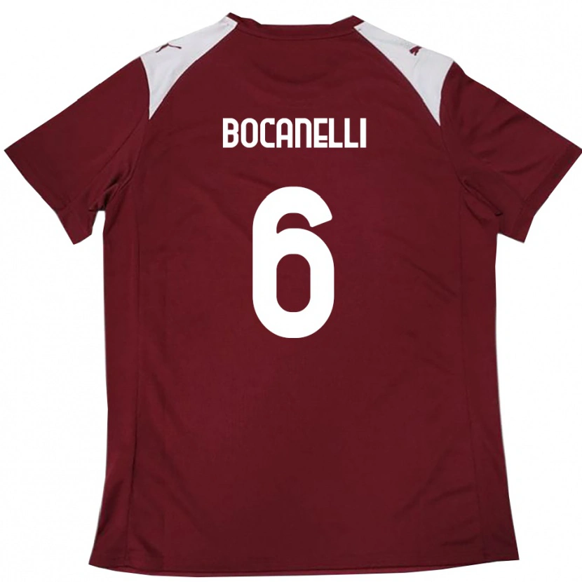 Danxen Enfant Maillot Giovanni Bocanelli #6 Bordeaux Blanc Tenues Domicile 2025/26 T-Shirt