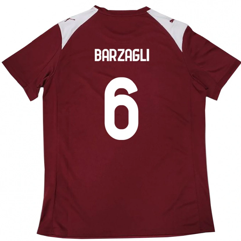 Danxen Enfant Maillot Gabriele Barzagli #6 Bordeaux Blanc Tenues Domicile 2025/26 T-Shirt