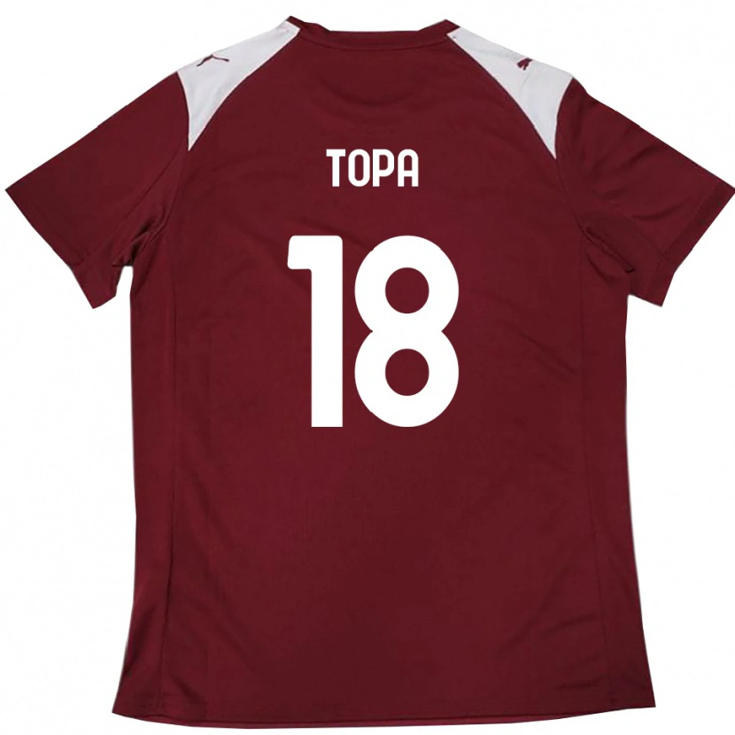 Danxen Enfant Maillot Matei Topa #18 Bordeaux Blanc Tenues Domicile 2025/26 T-Shirt