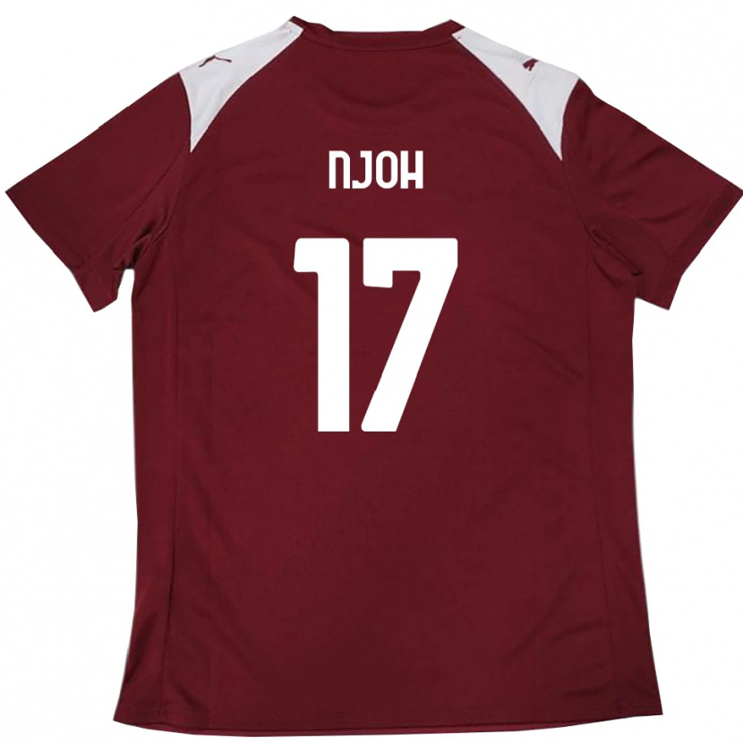 Danxen Enfant Maillot Lilian Njoh #17 Bordeaux Blanc Tenues Domicile 2025/26 T-Shirt
