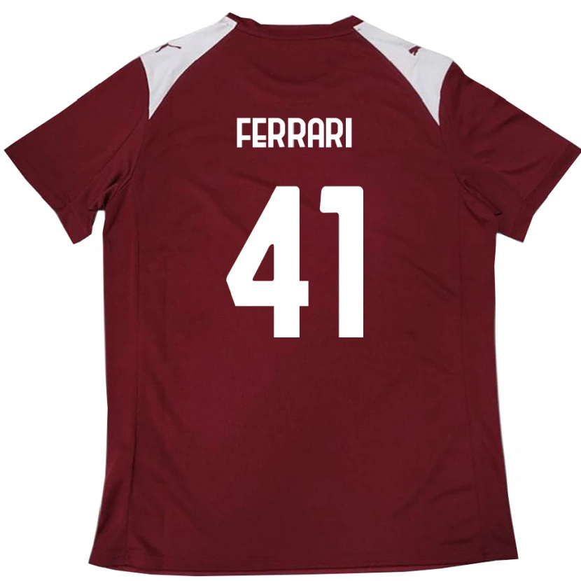 Danxen Enfant Maillot Tommaso Ferrari #41 Bordeaux Blanc Tenues Domicile 2025/26 T-Shirt