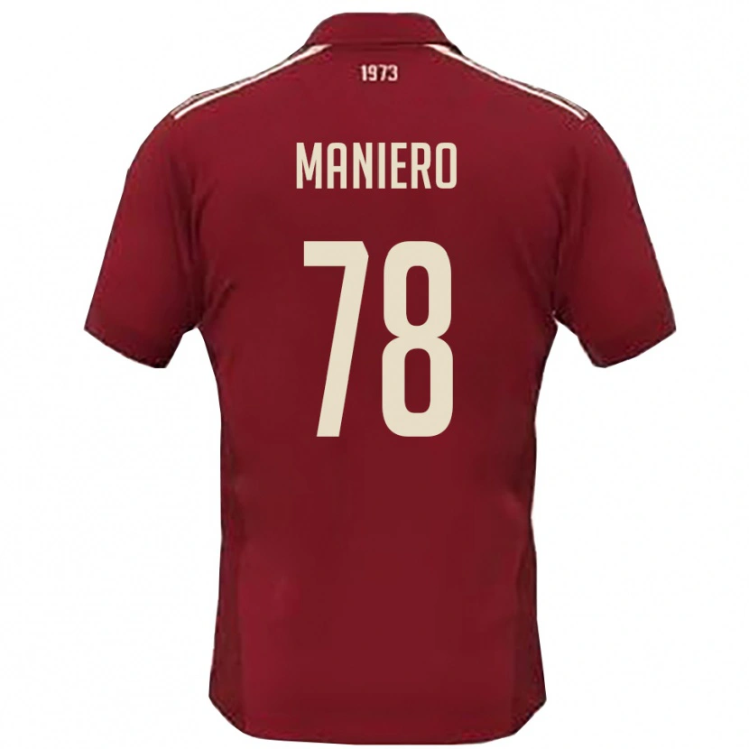 Danxen Enfant Maillot Luca Maniero #78 Bordeaux Blanc Tenues Domicile 2025/26 T-Shirt