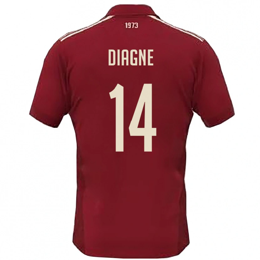 Danxen Enfant Maillot Baye Diagne #14 Bordeaux Blanc Tenues Domicile 2025/26 T-Shirt
