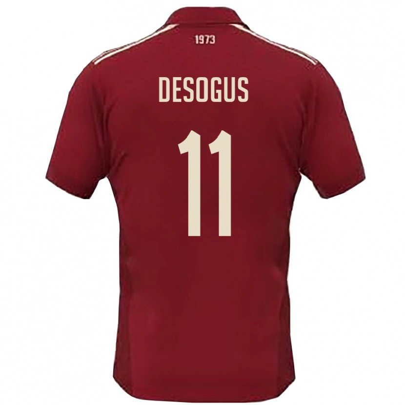 Danxen Enfant Maillot Jacopo Desogus #11 Bordeaux Blanc Tenues Domicile 2025/26 T-Shirt