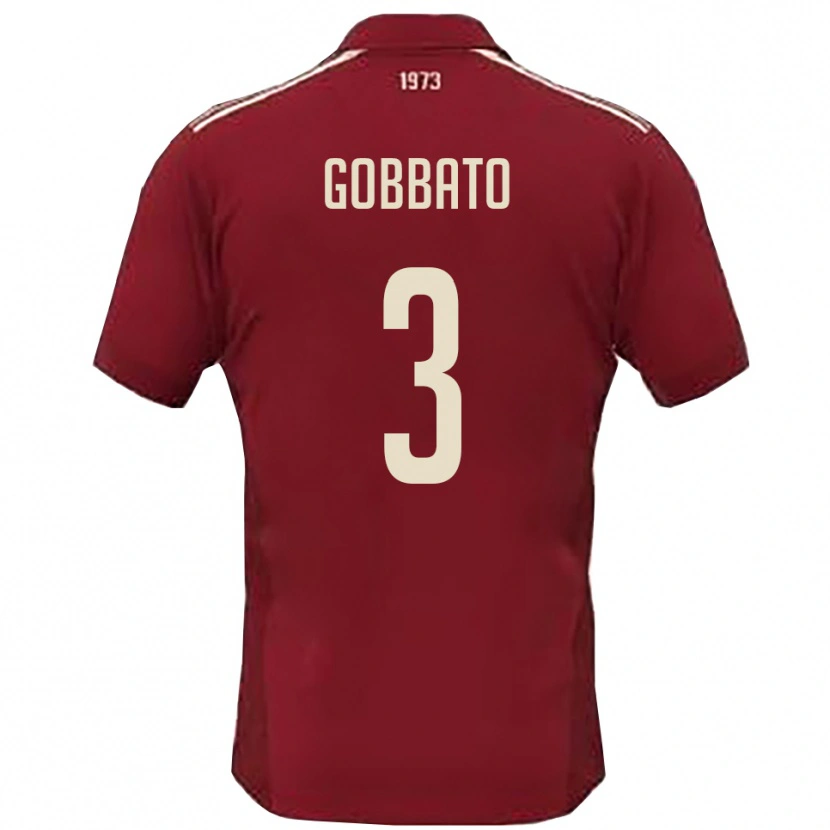 Danxen Enfant Maillot Michele Gobbato #3 Bordeaux Blanc Tenues Domicile 2025/26 T-Shirt