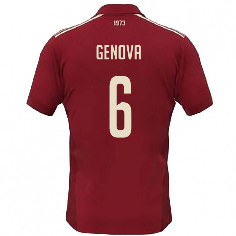 Danxen Enfant Maillot Alessio Genova #6 Bordeaux Blanc Tenues Domicile 2025/26 T-Shirt