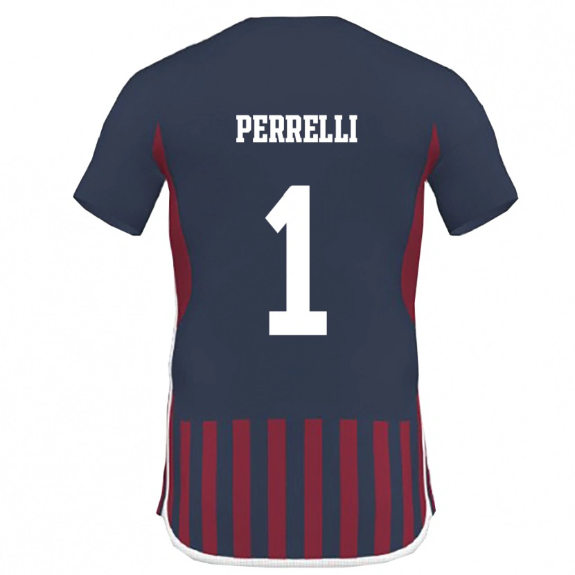 Danxen Enfant Maillot Samuele Perrelli #1 Marine Rouge Tenues Domicile 2025/26 T-Shirt