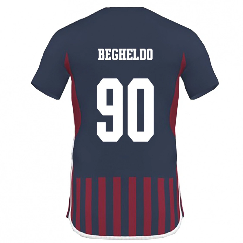 Danxen Enfant Maillot Gianmarco Begheldo #90 Marine Rouge Tenues Domicile 2025/26 T-Shirt