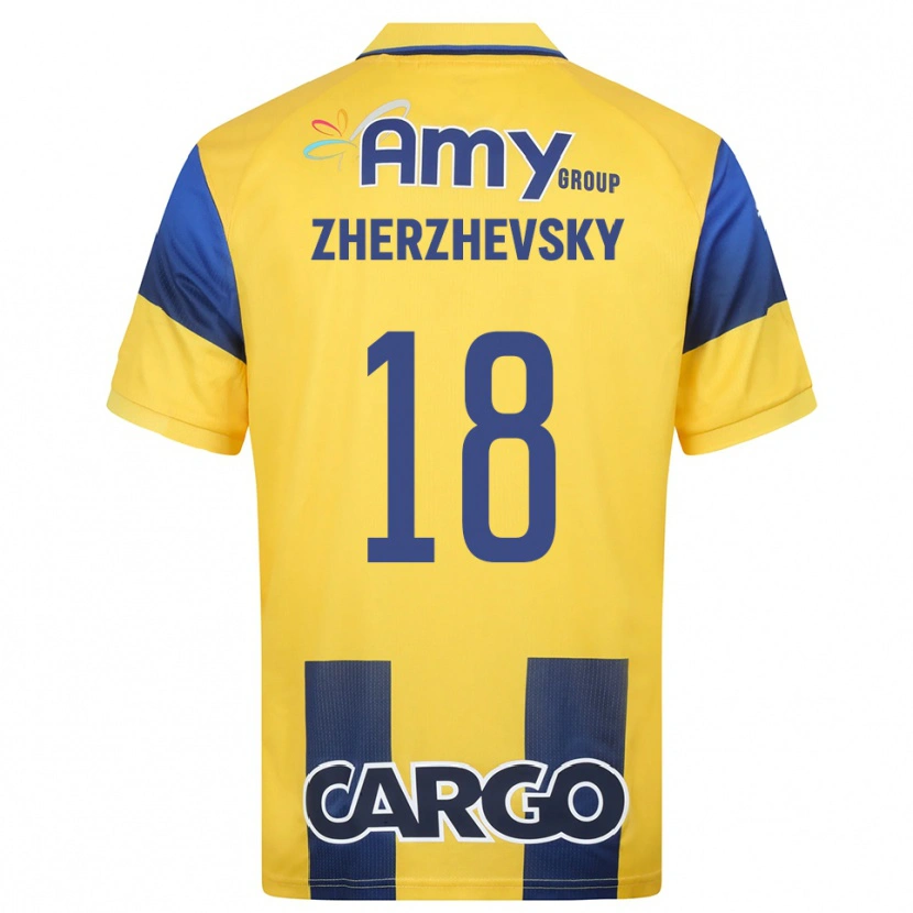 Danxen Enfant Maillot Roy Zherzhevsky #18 Jaune Marine Tenues Domicile 2025/26 T-Shirt