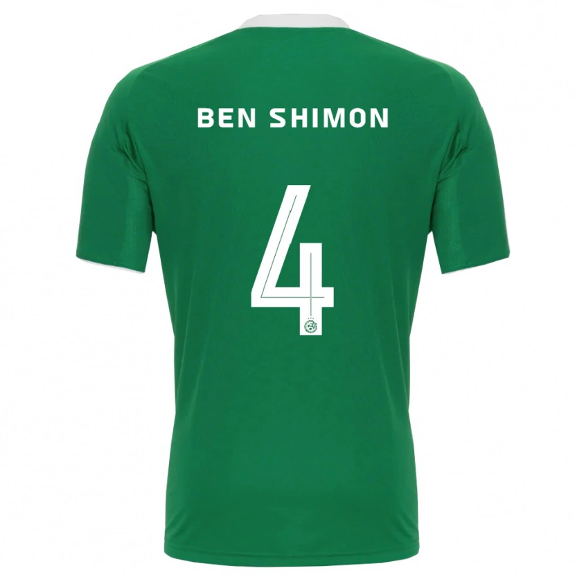 Danxen Enfant Maillot Elad Ben Shimon #4 Vert Blanc Tenues Domicile 2025/26 T-Shirt