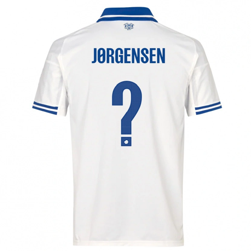 Danxen Enfant Maillot Mads Jørgensen #0 Blanc Bleu Tenues Domicile 2025/26 T-Shirt