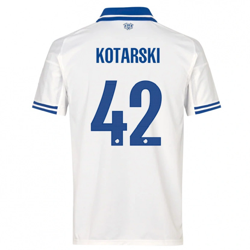 Danxen Enfant Maillot Dominik Kotarski #42 Blanc Bleu Tenues Domicile 2025/26 T-Shirt