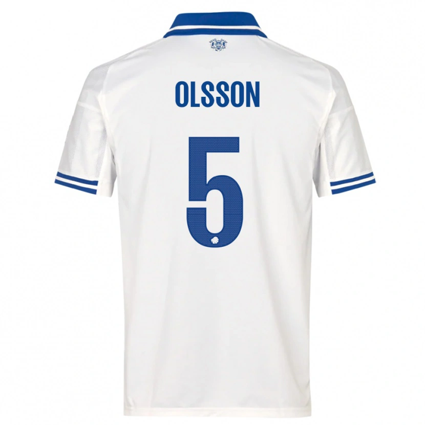 Danxen Enfant Maillot Cornelius Olsson #5 Blanc Bleu Tenues Domicile 2025/26 T-Shirt