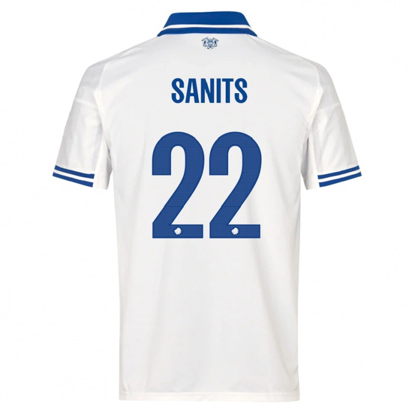 Danxen Enfant Maillot Dimitri Sanits #22 Blanc Bleu Tenues Domicile 2025/26 T-Shirt