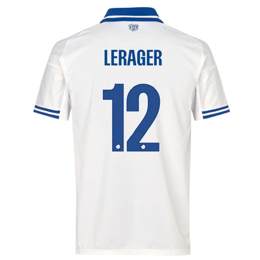 Danxen Enfant Maillot Lukas Lerager #12 Blanc Bleu Tenues Domicile 2025/26 T-Shirt