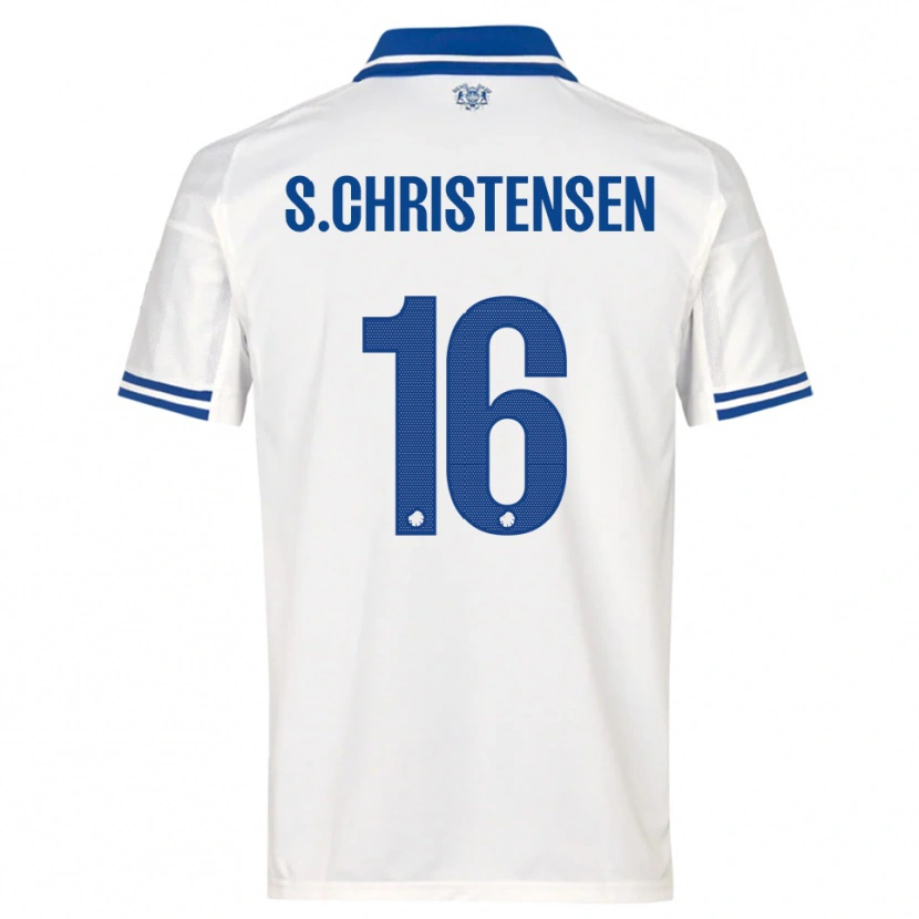 Danxen Enfant Maillot Sebastian Christensen #16 Blanc Bleu Tenues Domicile 2025/26 T-Shirt