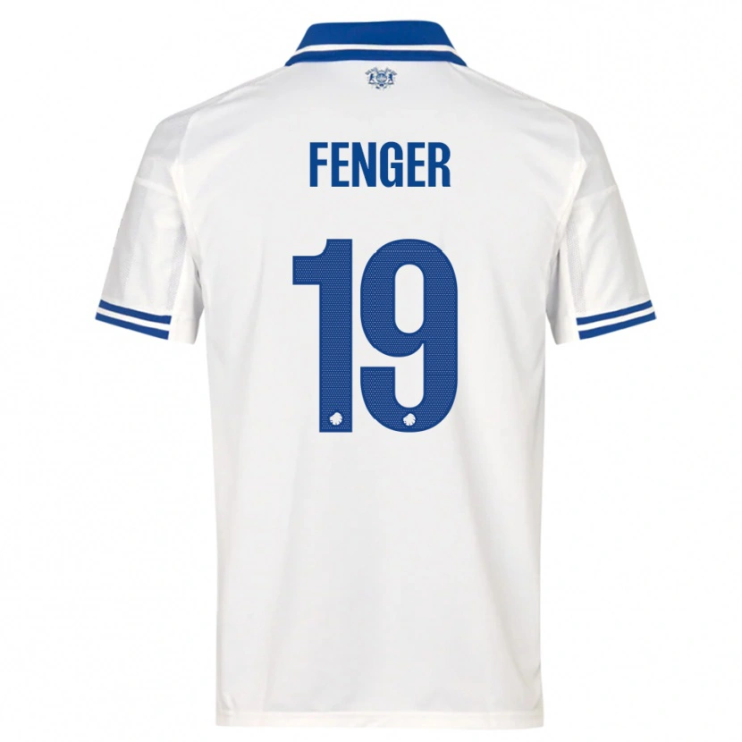 Danxen Enfant Maillot Oskar Fenger #19 Blanc Bleu Tenues Domicile 2025/26 T-Shirt