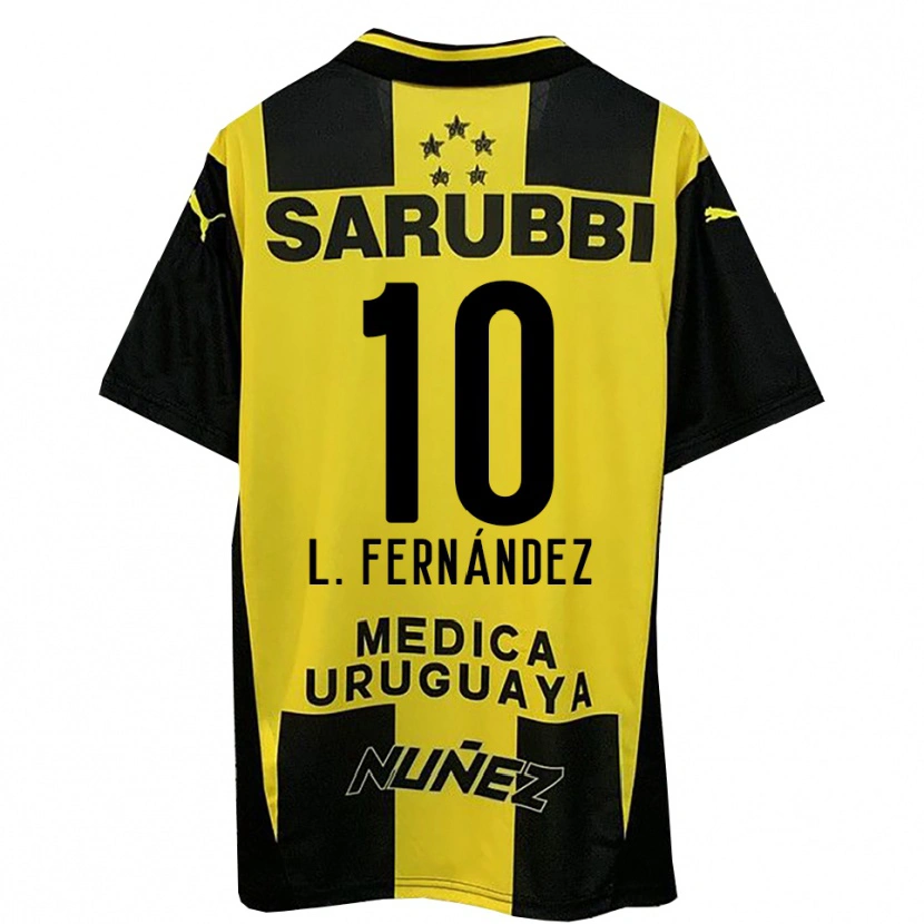 Danxen Enfant Maillot Leonardo Fernández #10 Jaune Noir Tenues Domicile 2025/26 T-Shirt