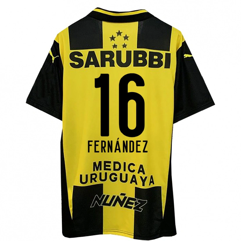 Danxen Enfant Maillot Adrián Fernández #16 Jaune Noir Tenues Domicile 2025/26 T-Shirt