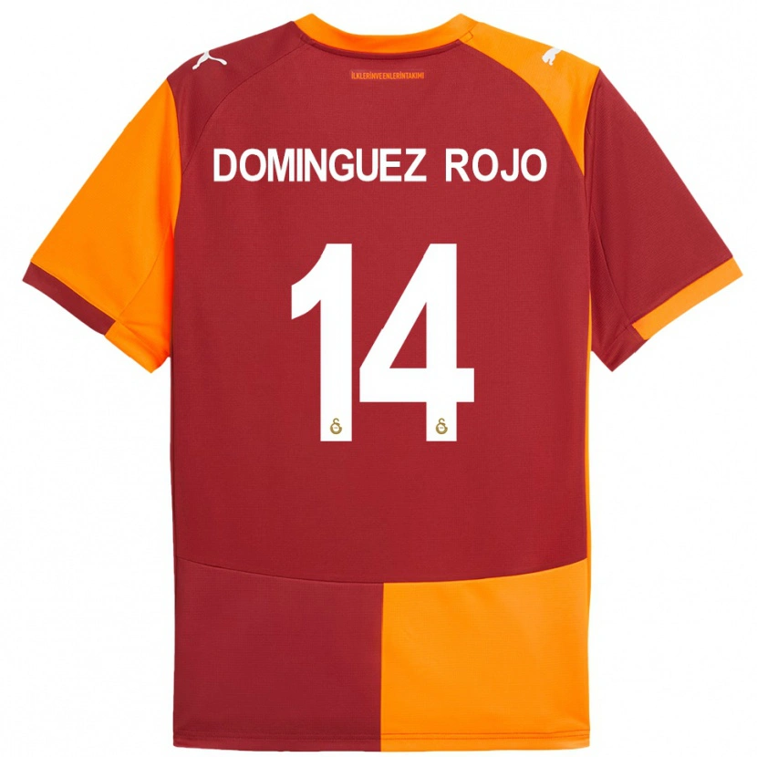 Danxen Enfant Maillot Laura Dominguez Rojo #14 Rouge Orange Tenues Domicile 2025/26 T-Shirt