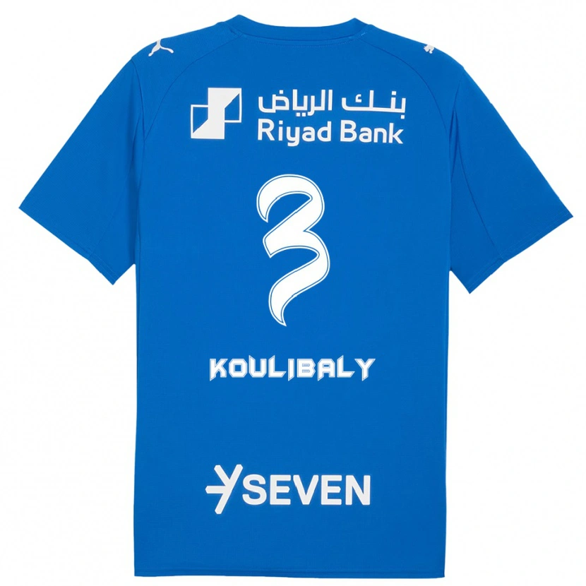 Danxen Enfant Maillot Kalidou Koulibaly #3 Bleu Blanc Tenues Domicile 2025/26 T-Shirt