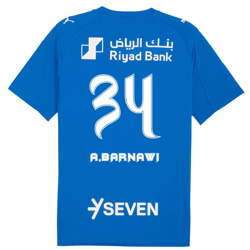 Danxen Enfant Maillot Abdulsalam Barnawi #34 Bleu Blanc Tenues Domicile 2025/26 T-Shirt