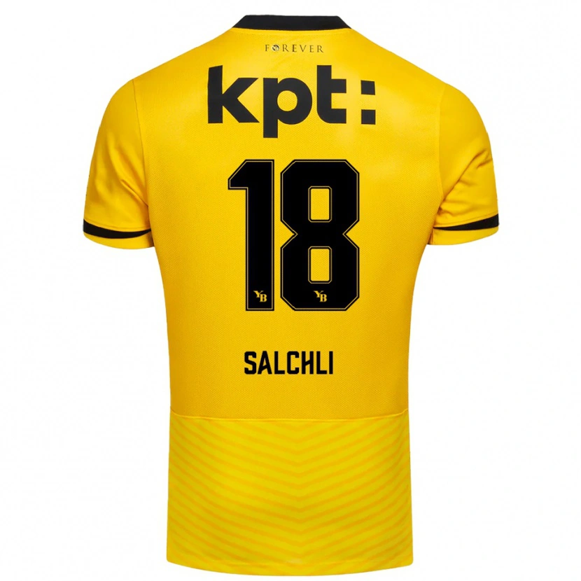 Danxen Enfant Maillot Ruben Salchli #18 Jaune Noir Tenues Domicile 2025/26 T-Shirt