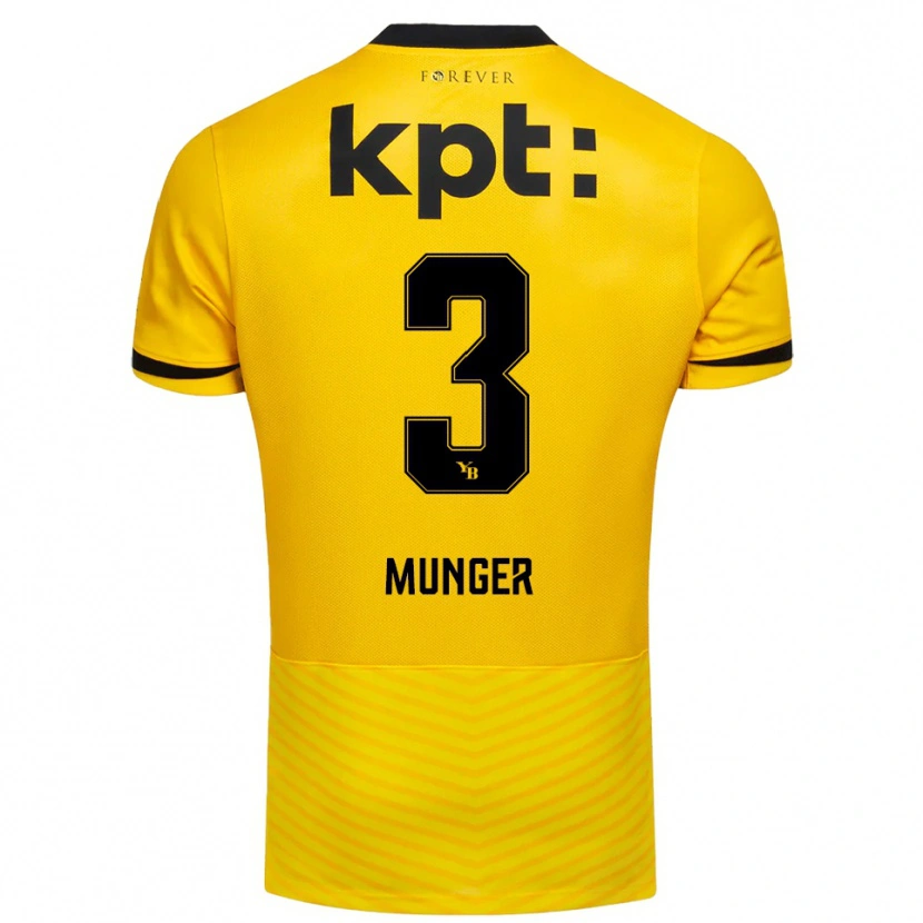 Danxen Enfant Maillot Noa Münger #3 Jaune Noir Tenues Domicile 2025/26 T-Shirt