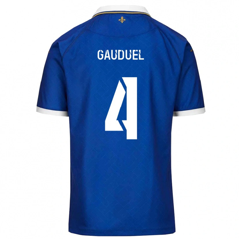 Danxen Enfant Maillot Sacha Gauduel #4 Bleu Or Tenues Domicile 2025/26 T-Shirt