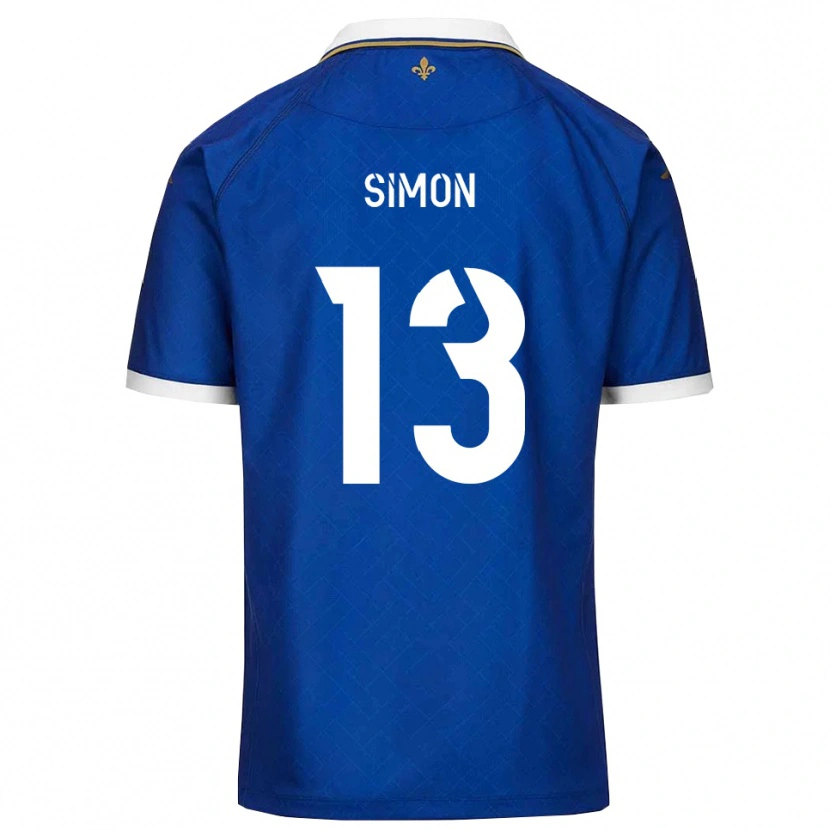 Danxen Enfant Maillot Elie Simon #13 Bleu Or Tenues Domicile 2025/26 T-Shirt