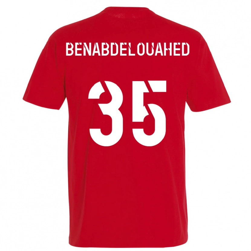 Danxen Enfant Maillot Kaïs Benabdelouahed #35 Rouge Jaune Tenues Domicile 2025/26 T-Shirt