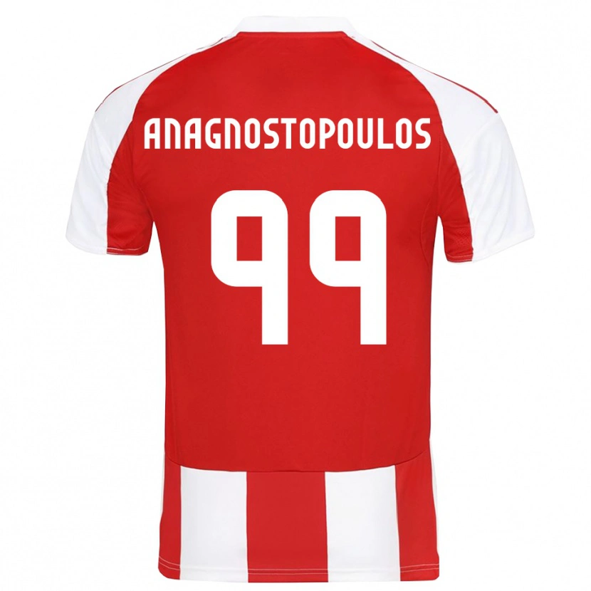 Danxen Enfant Maillot Alexandros Anagnostopoulos #99 Rouge Blanc Tenues Domicile 2025/26 T-Shirt