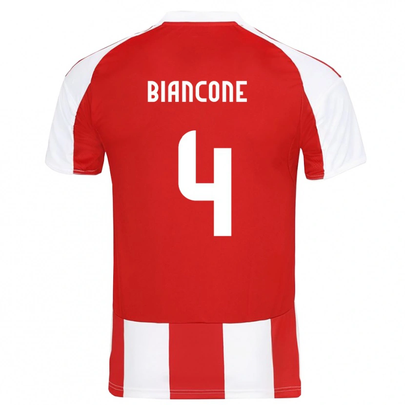 Danxen Enfant Maillot Giulian Biancone #4 Rouge Blanc Tenues Domicile 2025/26 T-Shirt