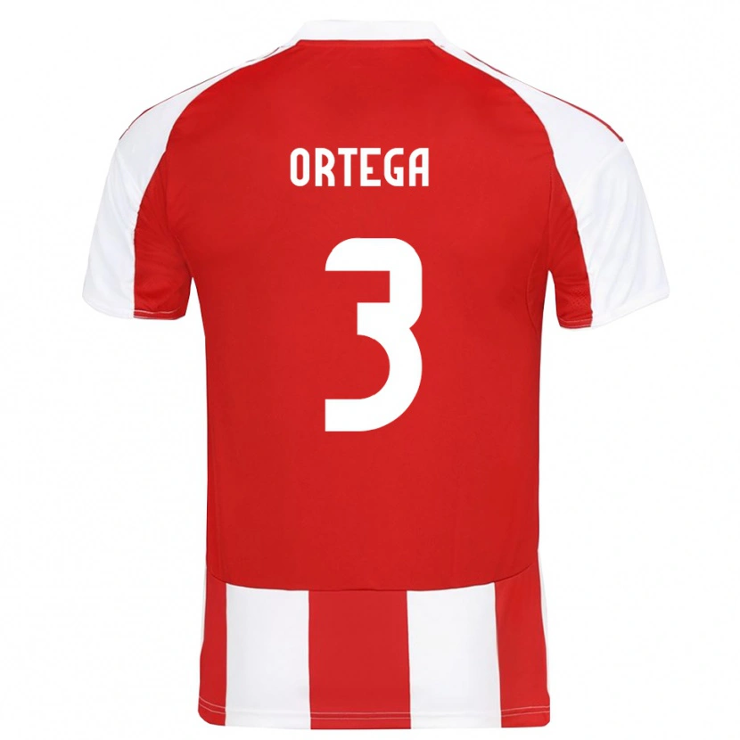 Danxen Enfant Maillot Francisco Ortega #3 Rouge Blanc Tenues Domicile 2025/26 T-Shirt