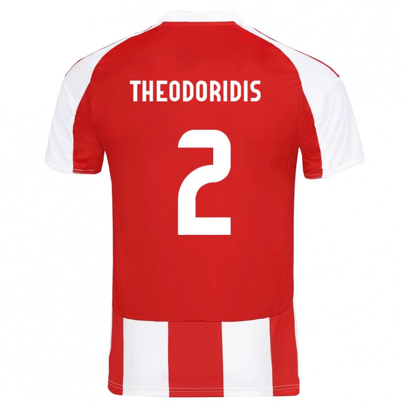 Danxen Enfant Maillot Alexios Theodoridis #2 Rouge Blanc Tenues Domicile 2025/26 T-Shirt