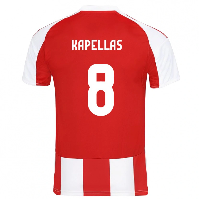 Danxen Enfant Maillot Christos Kapellas #8 Rouge Blanc Tenues Domicile 2025/26 T-Shirt