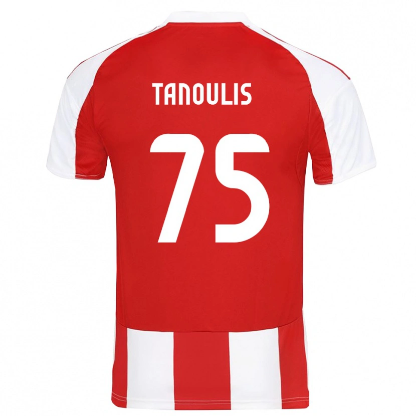 Danxen Enfant Maillot Konstantinos Tanoulis #75 Rouge Blanc Tenues Domicile 2025/26 T-Shirt