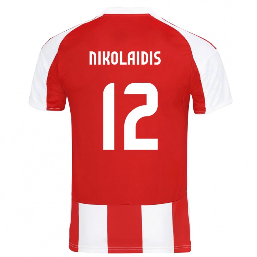 Danxen Enfant Maillot Georgios Nikolaidis #12 Rouge Blanc Tenues Domicile 2025/26 T-Shirt