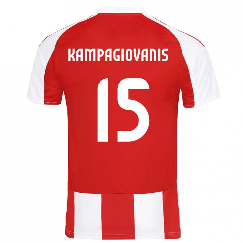 Danxen Enfant Maillot Anastasios Kampagiovanis #15 Rouge Blanc Tenues Domicile 2025/26 T-Shirt