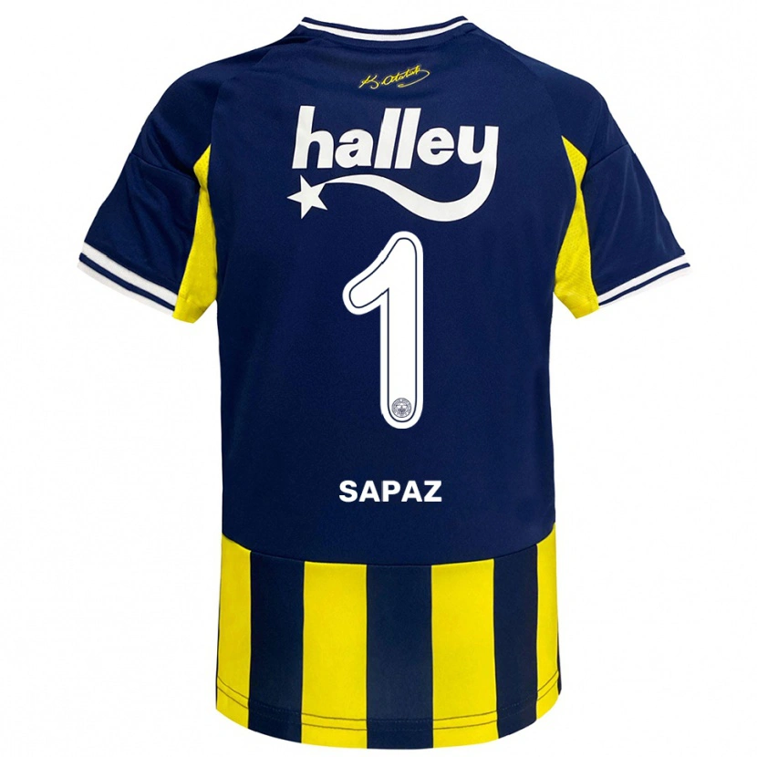Danxen Enfant Maillot Kuzey Sapaz #1 Jaune Marine Blanc Tenues Domicile 2025/26 T-Shirt