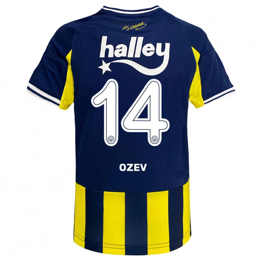 Danxen Enfant Maillot Ümran Özev #14 Jaune Marine Blanc Tenues Domicile 2025/26 T-Shirt