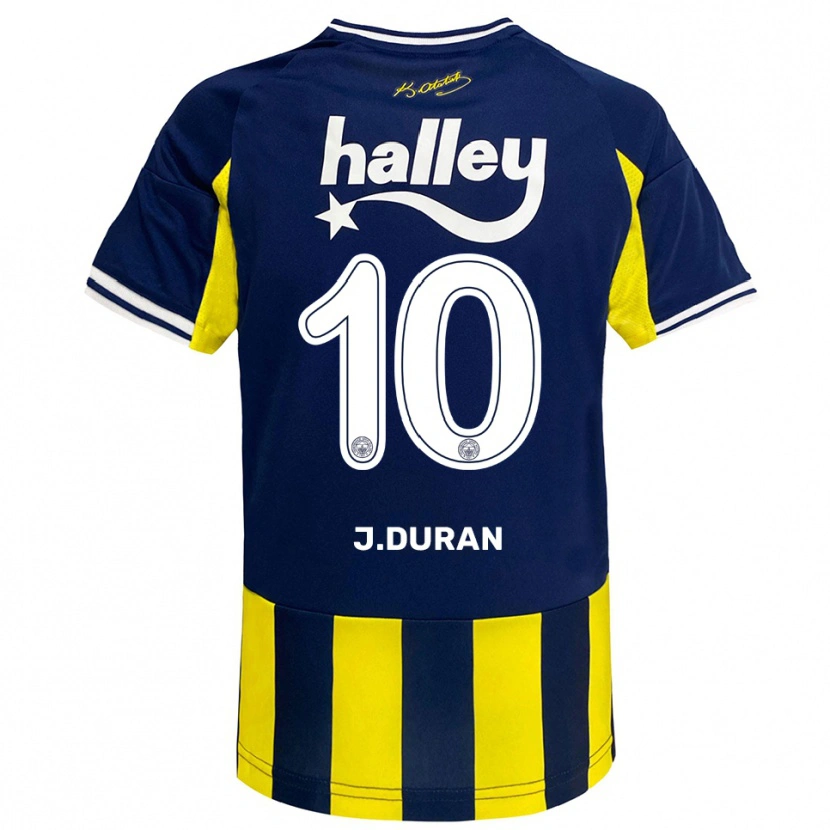 Danxen Enfant Maillot Jhon Durán #10 Jaune Marine Blanc Tenues Domicile 2025/26 T-Shirt