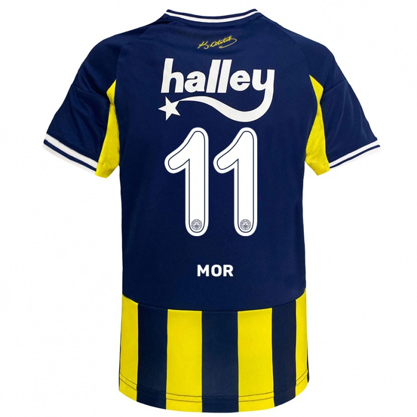 Danxen Enfant Maillot Emre Mor #11 Jaune Marine Blanc Tenues Domicile 2025/26 T-Shirt