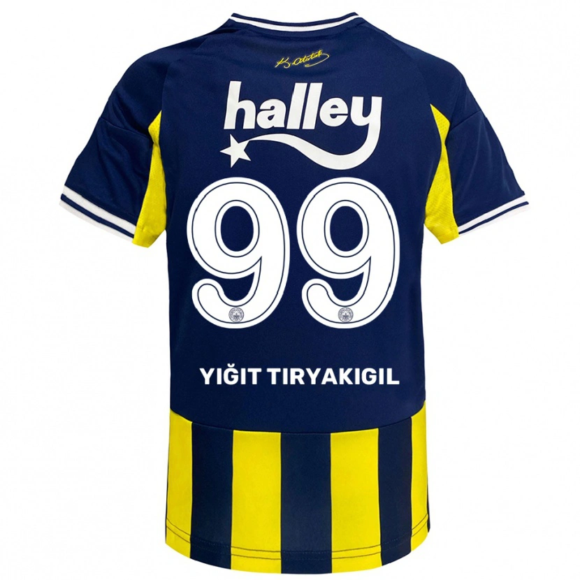 Danxen Enfant Maillot Ömer Yiğit Tiryakigil #99 Jaune Marine Blanc Tenues Domicile 2025/26 T-Shirt