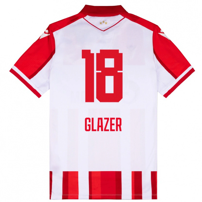 Danxen Enfant Maillot Omri Glazer #18 Rouge Blanc Tenues Domicile 2025/26 T-Shirt