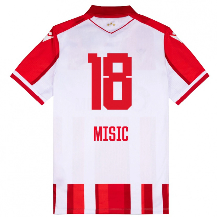 Danxen Enfant Maillot Ognjen Misic #18 Rouge Blanc Tenues Domicile 2025/26 T-Shirt